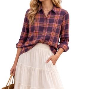 Madewell Classic Ex-Boyfriend Plaid Flannel Shirt Large